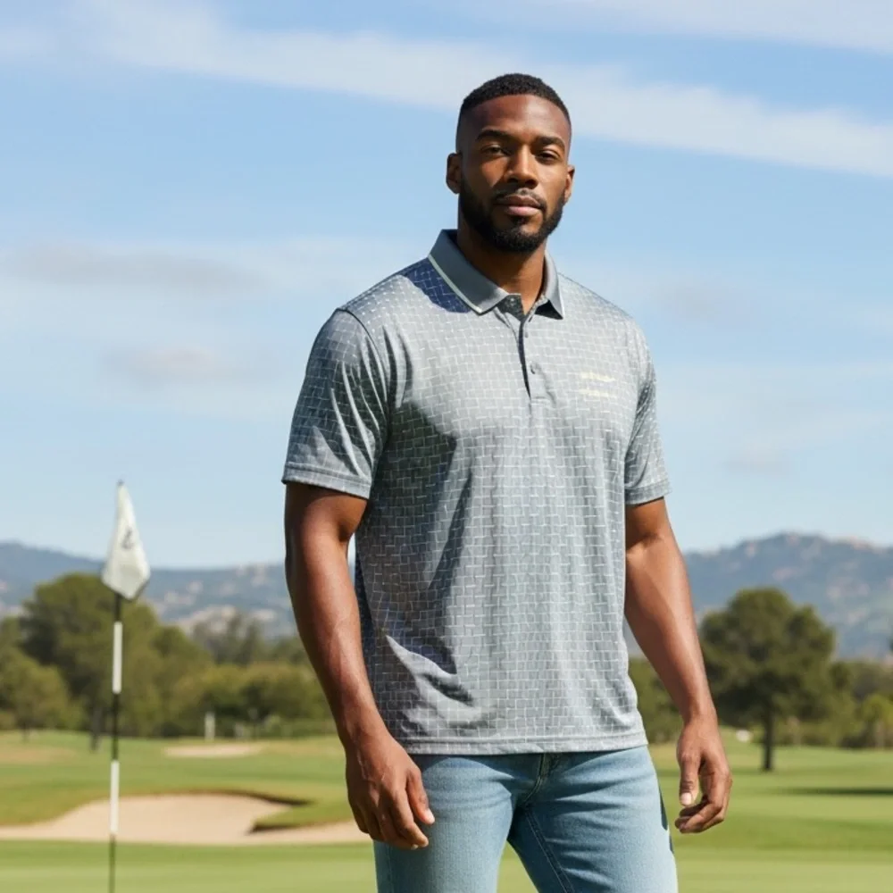 Walter Hagen Men’s Blue Patterned Performance 11 Stretch Golf Polo SZ Large EUC - Picture 5 of 14